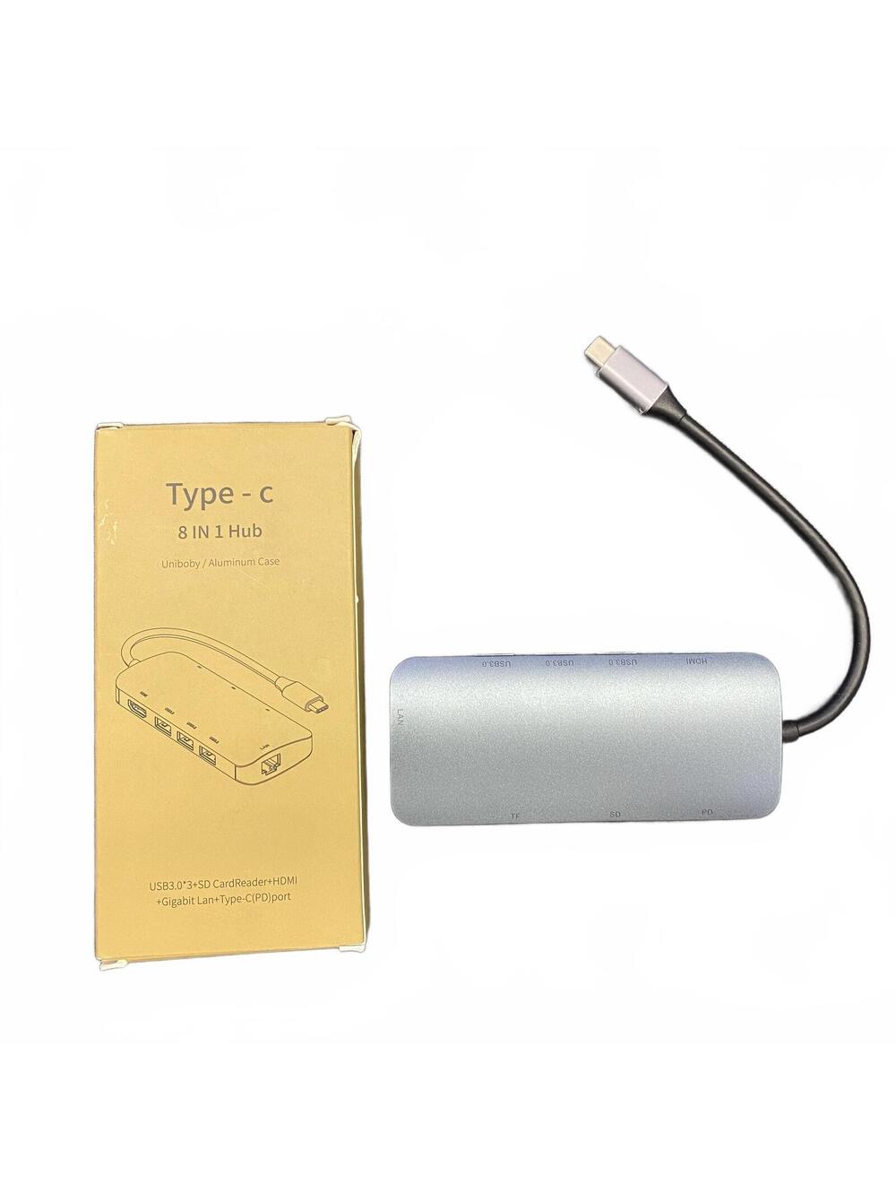 Type-C 8-in-1 Hub USB 3.0 Card Reader HDMI Gigabit LAN Adapter